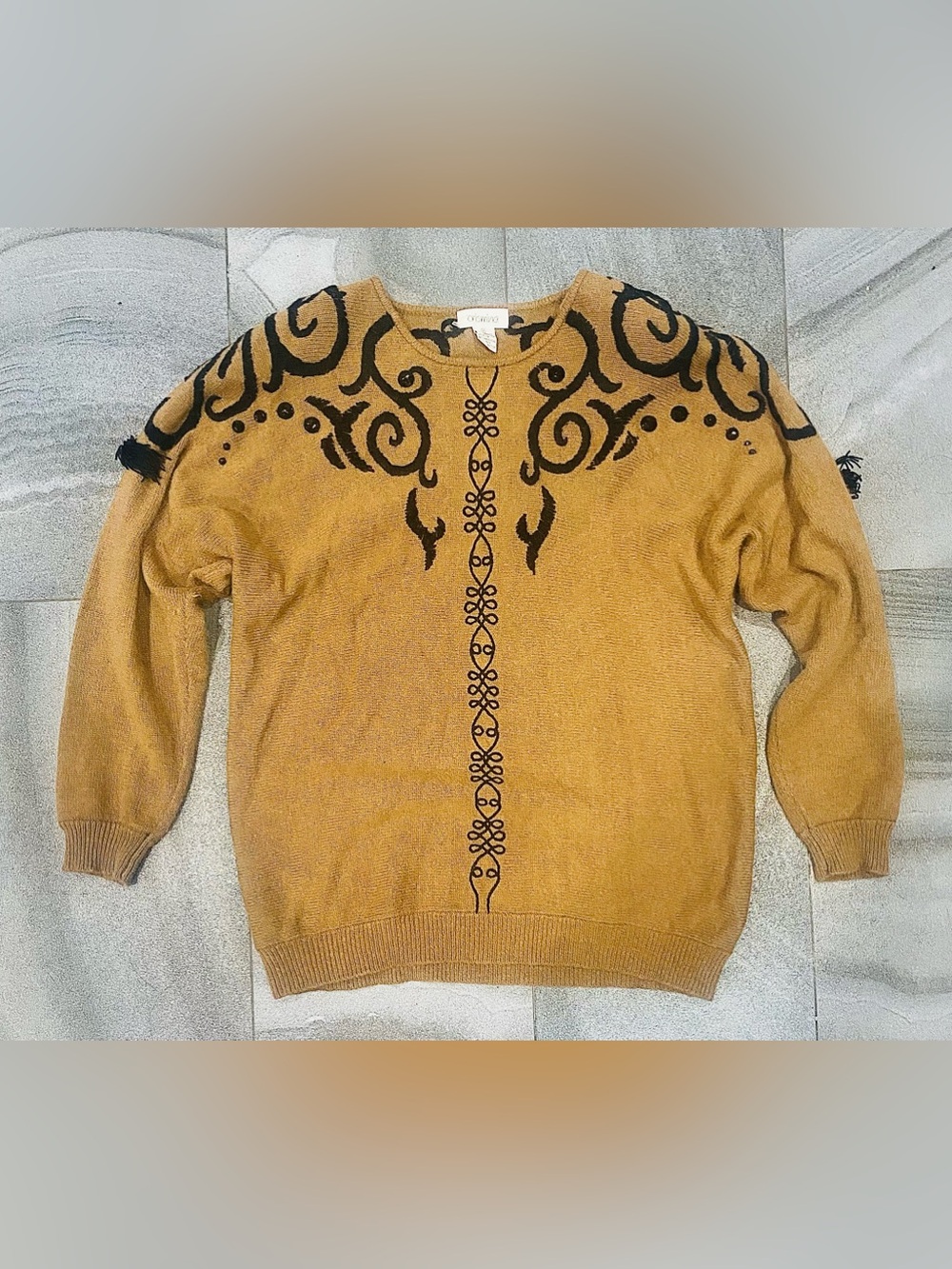 Women’s Vintage Crismina Lambs Wool Angora Embroidered Beaded Sweater Tassles - Picture 2 of 10